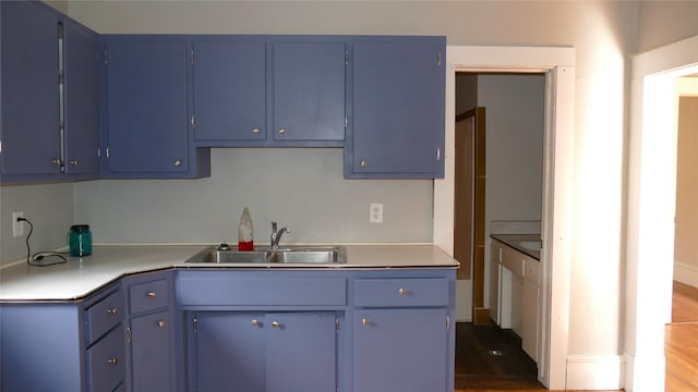 kitchen with sink and blue cabinets