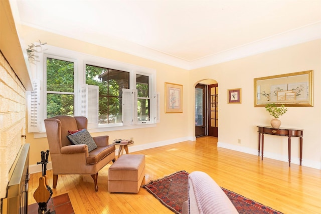 living area with light wood-type flooring