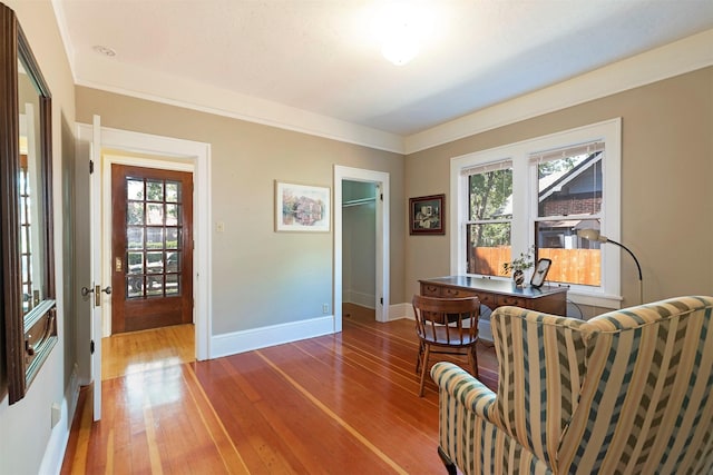 living area featuring hardwood / wood-style floors