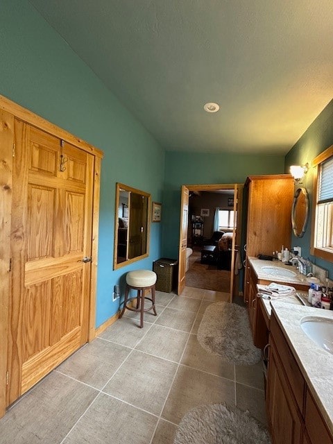 bathroom featuring vanity and tile patterned floors