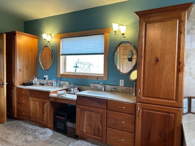 bathroom featuring vanity and tile patterned flooring