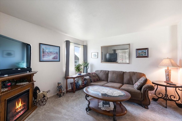 living room with carpet