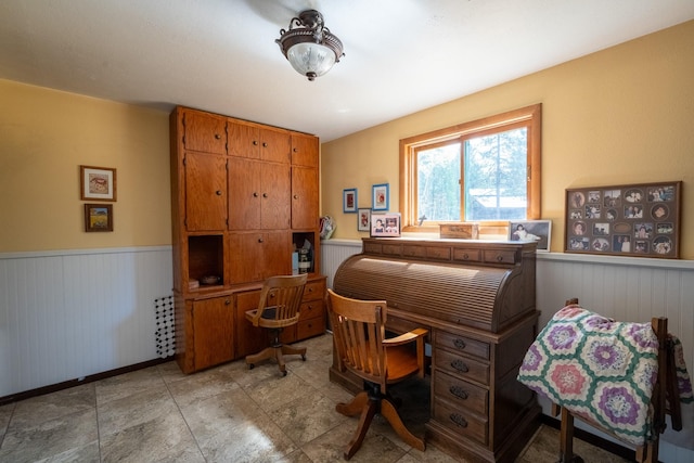 office space featuring wainscoting