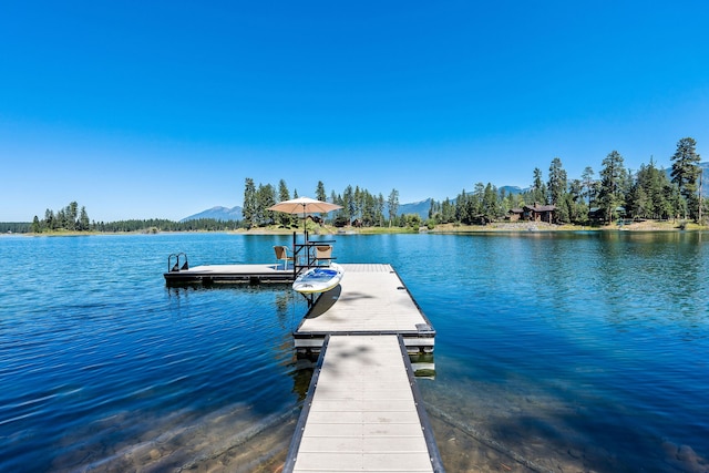 dock area with a water view