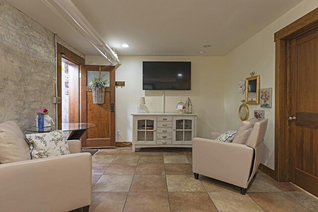 view of tiled living room