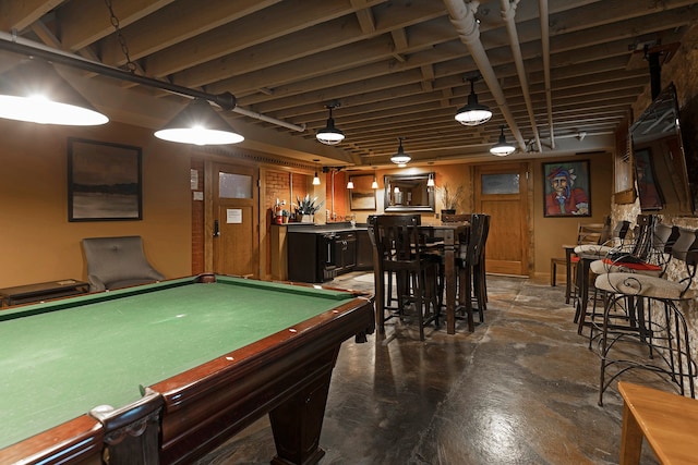 recreation room featuring concrete floors and pool table