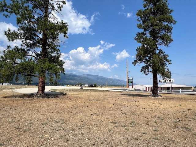 view of yard with a mountain view