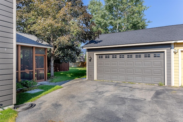 garage with fence