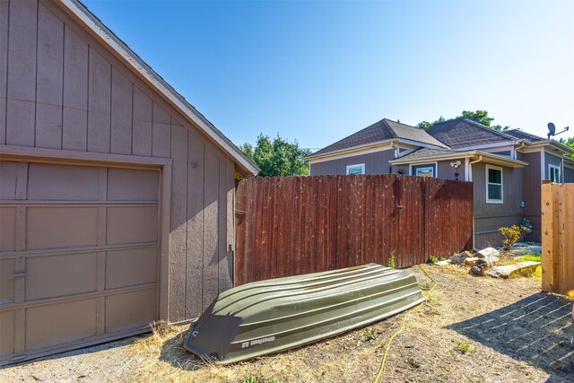 exterior space featuring a garage