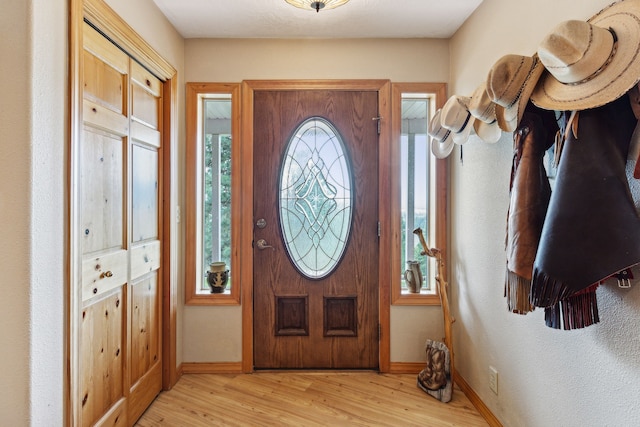 entryway with light wood-type flooring