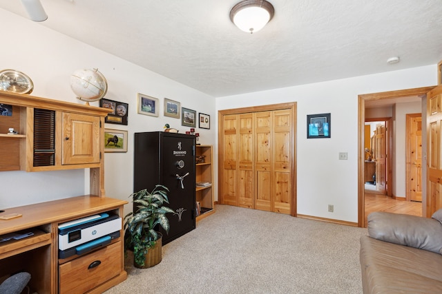 view of carpeted home office