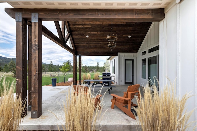 view of patio / terrace featuring a grill