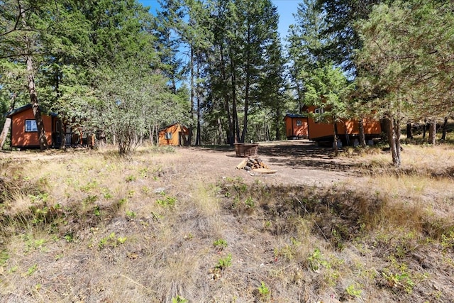 view of yard with a shed