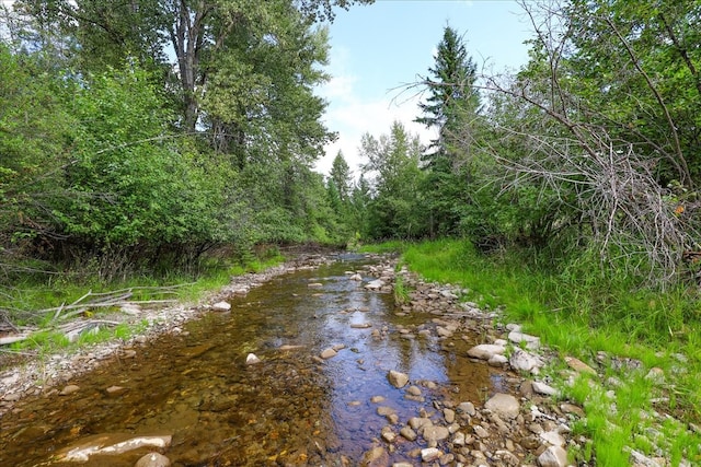 view of road with a water view