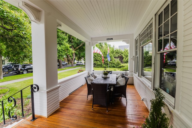 deck with covered porch