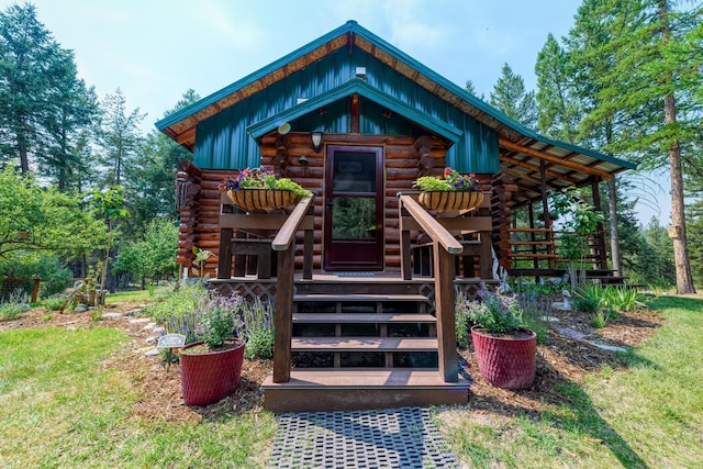 5899 Black Lake Rd, Rexford, MT 59930 - view of exterior entry with log exterior