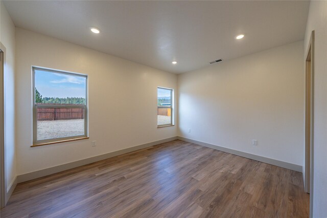 spare room featuring wood-type flooring