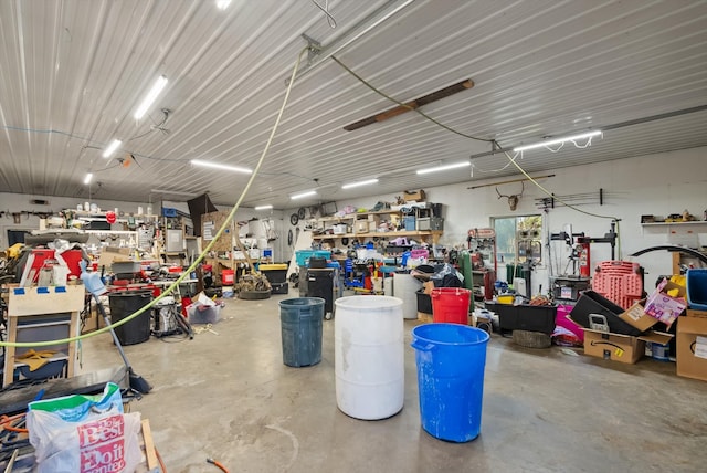 garage featuring a workshop area