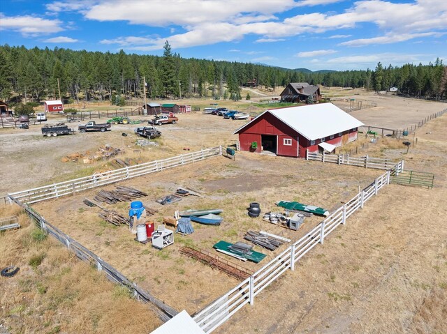 drone / aerial view with a rural view