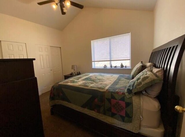 4 Lake Dr, Heron, MT 59844 - carpeted bedroom featuring lofted ceiling, ceiling fan, and a closet