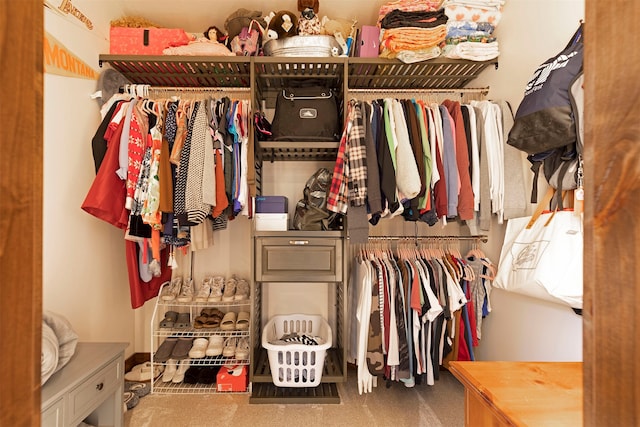 spacious closet with carpet flooring