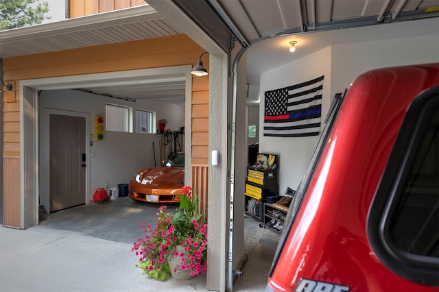 view of garage