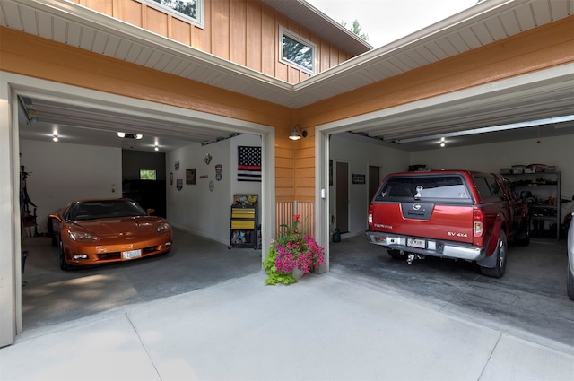 garage with a carport