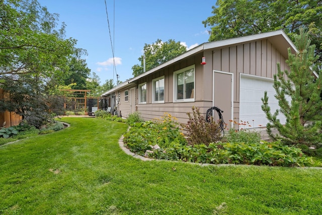 view of home's exterior with a lawn