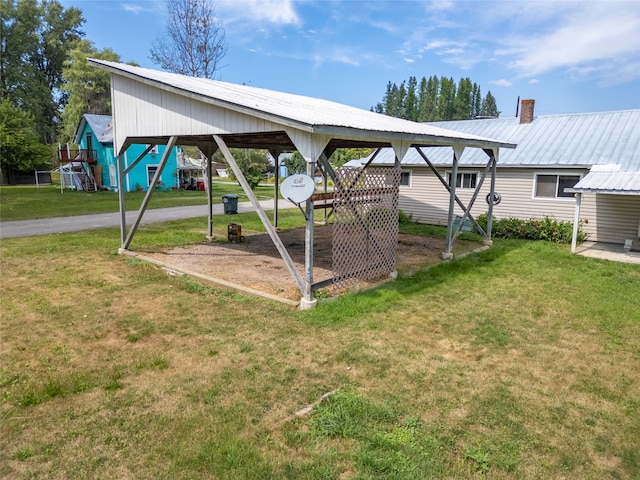 view of yard with a playground