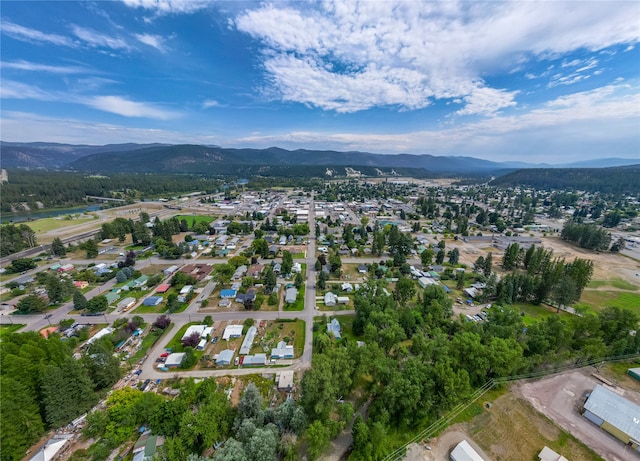 birds eye view of property featuring a mountain view