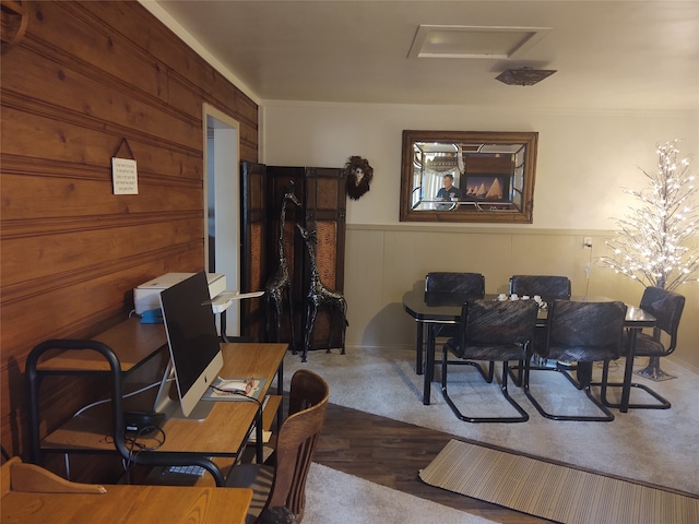 view of carpeted home office