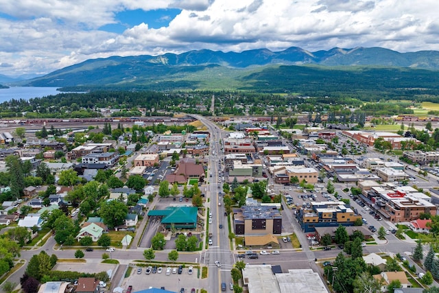 drone / aerial view with a mountain view