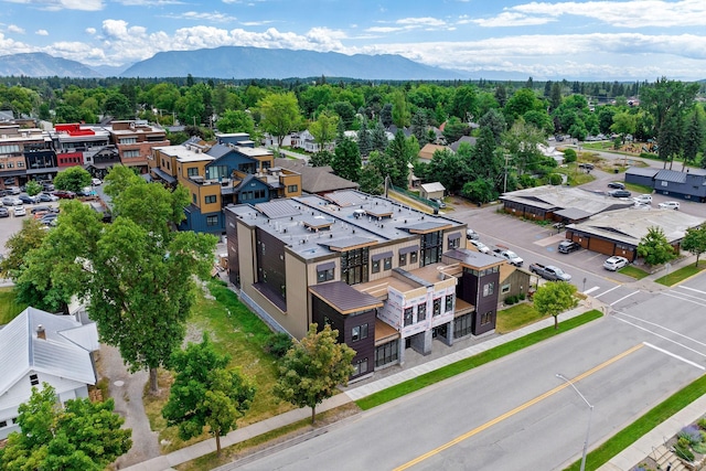 bird's eye view with a mountain view