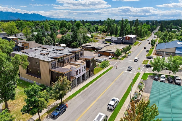 bird's eye view with a mountain view