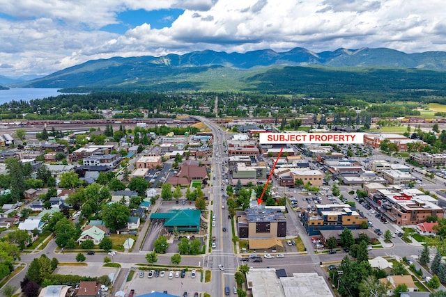 aerial view with a mountain view