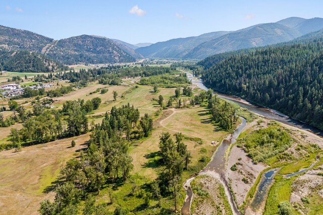 aerial view with a mountain view and a rural view