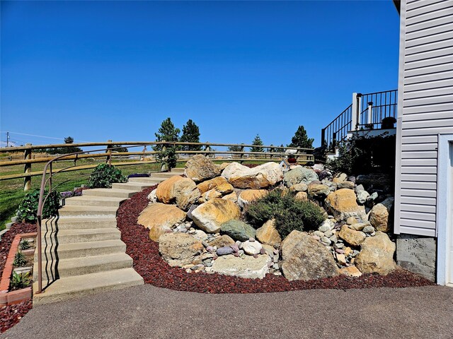 view of yard with stairway