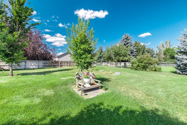 view of yard featuring a fenced backyard