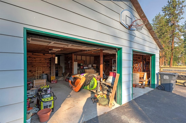 view of garage