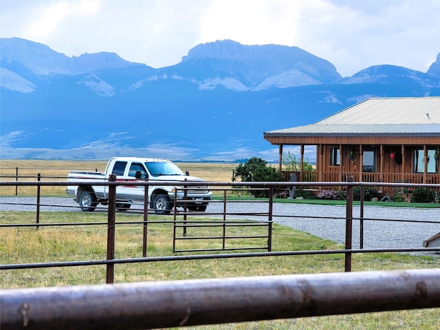 view of mountain feature featuring a rural view