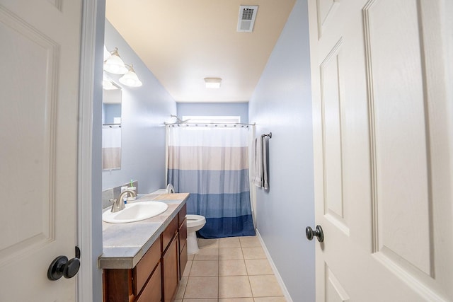 bathroom featuring toilet, tile patterned flooring, and vanity