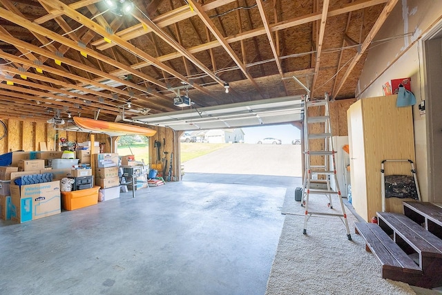 garage with a garage door opener