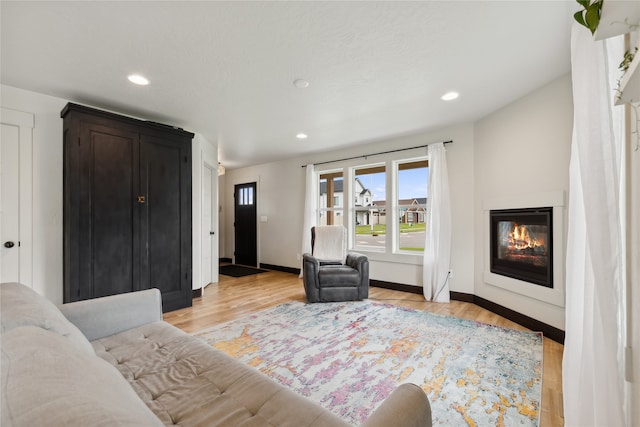 living room with light hardwood / wood-style floors