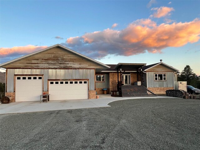 view of front of home with a garage