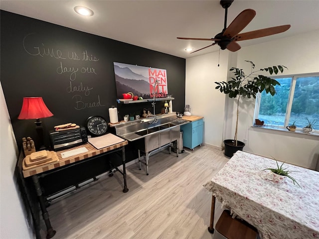 5355 Peaks View Dr, Helena, MT 59602 - office with ceiling fan, light wood-style flooring, recessed lighting, and baseboards