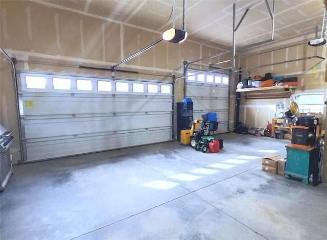 garage with a garage door opener