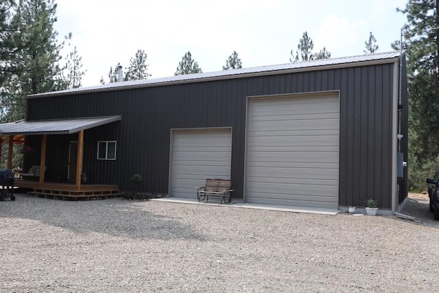 view of detached garage