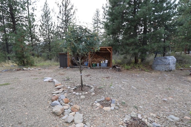 view of yard featuring an outdoor structure