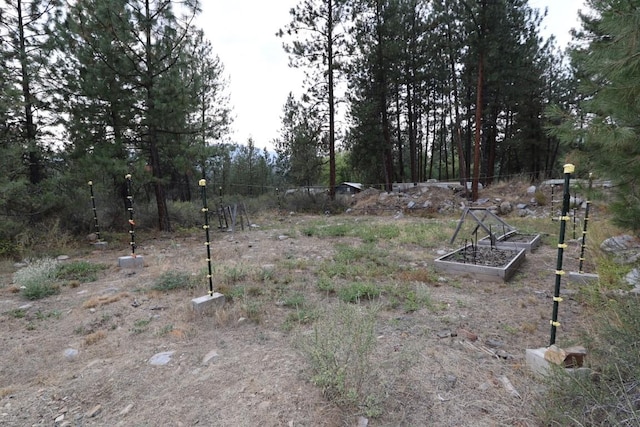 view of yard with a garden and fence