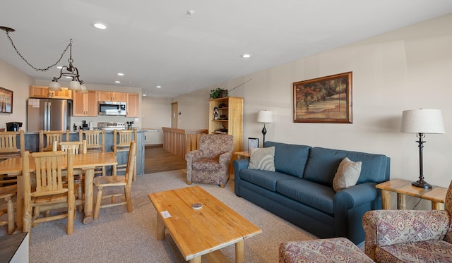 3898 Big Mountain Rd Unit 114, Whitefish, MT 59937 - living room with recessed lighting and light colored carpet